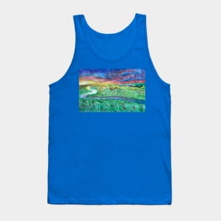 Stream in a Field at Sunset Tank Top
